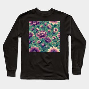 Purple Flowers Long Sleeve T-Shirt